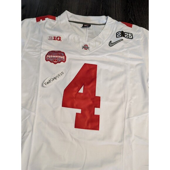 Jeremiah Smith #4 Ohio State Buckeyes White Jersey Stitched Size Medium - Picture 3 of 4
